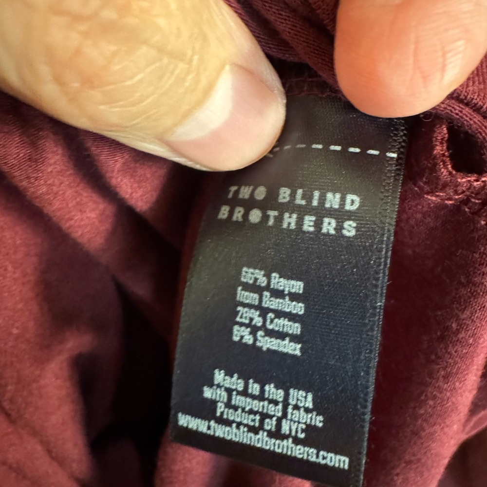 NWT men’s long sleeve polo size XL from Two Blind Brothers, color is burgundy - Picture 8 of 13